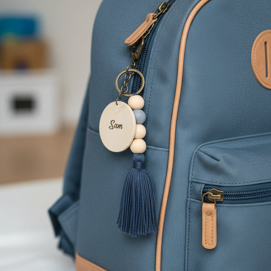 Wooden Keychain Tassel - Blue
