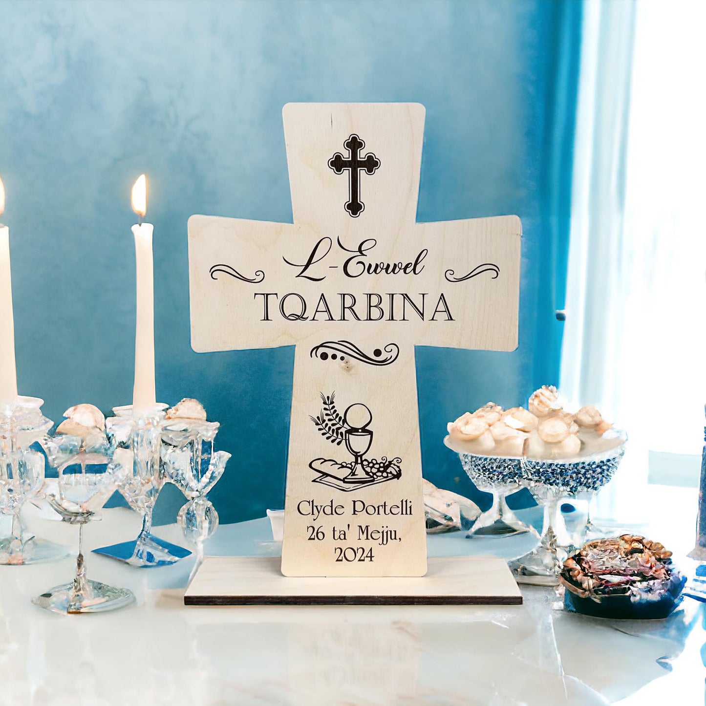 Holy Communion Wooden Cross - Maltese