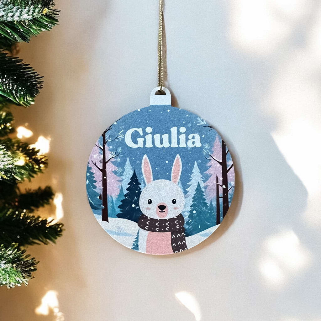 Flat Christmas Ornament - Winter Bunny