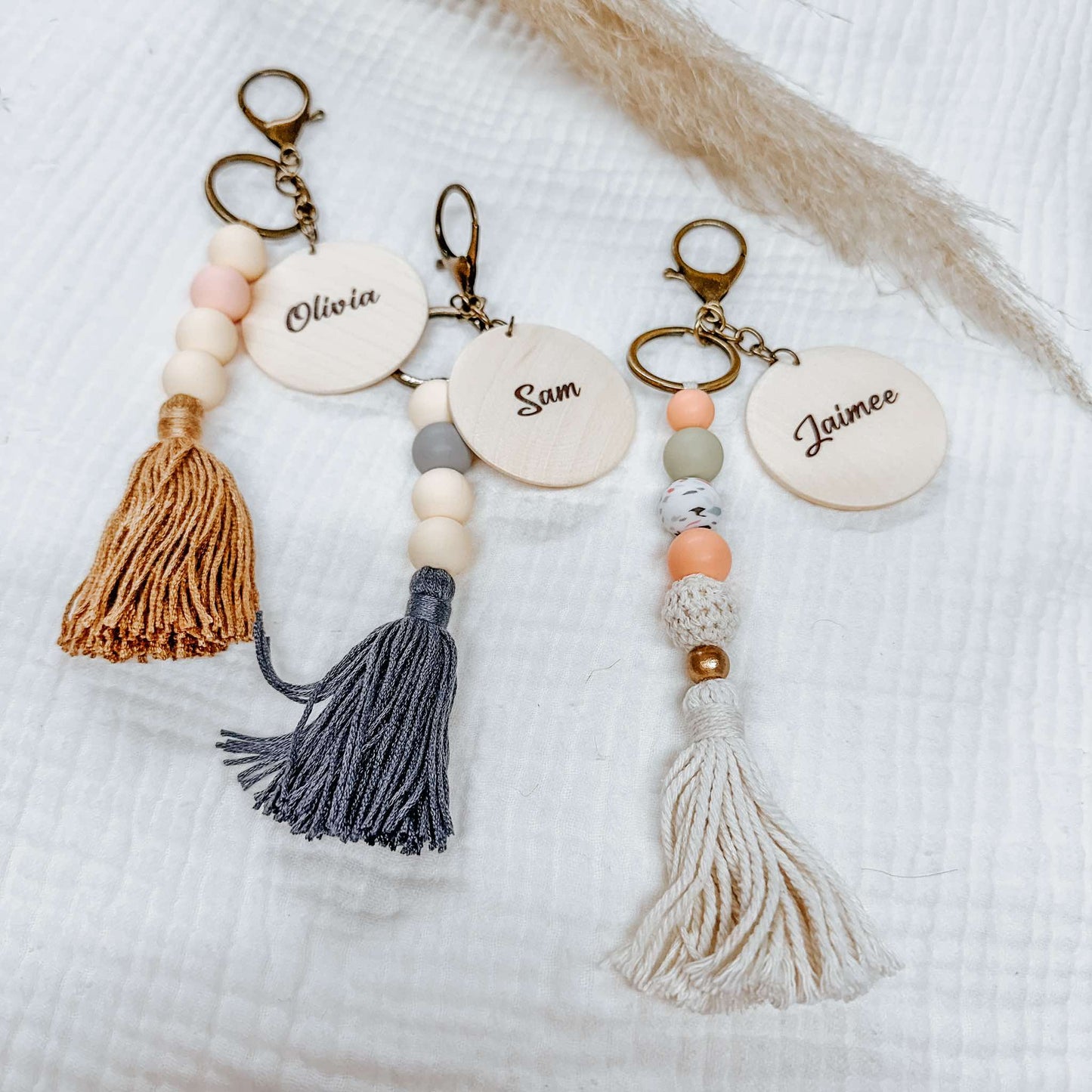 Wooden Tassel Keychains