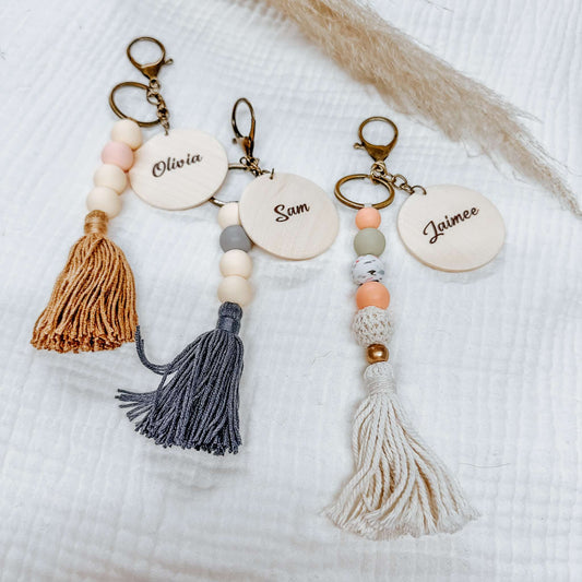 Wooden Tassel Keychains