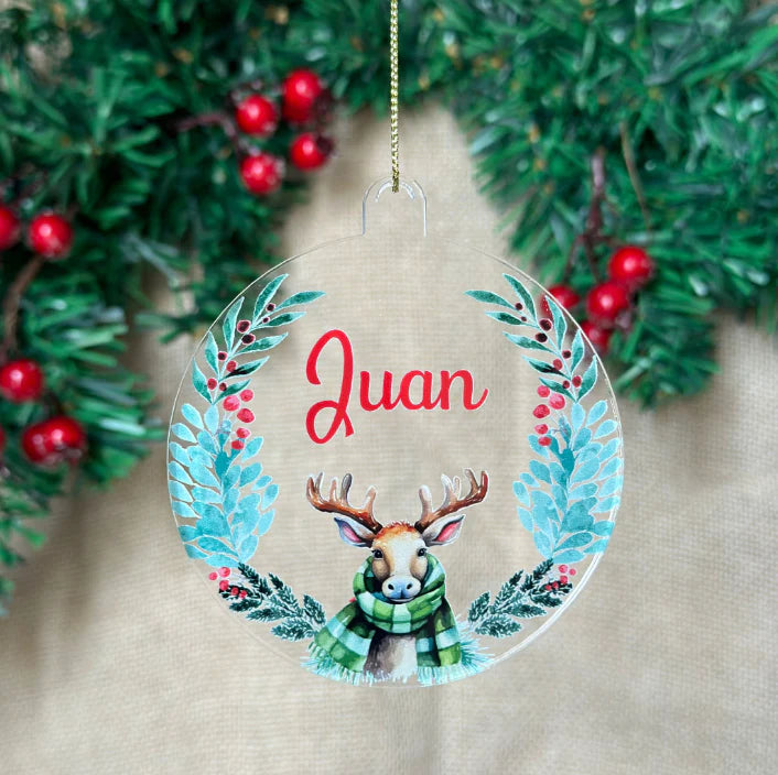 Acrylic Ornament - Deer Wreath