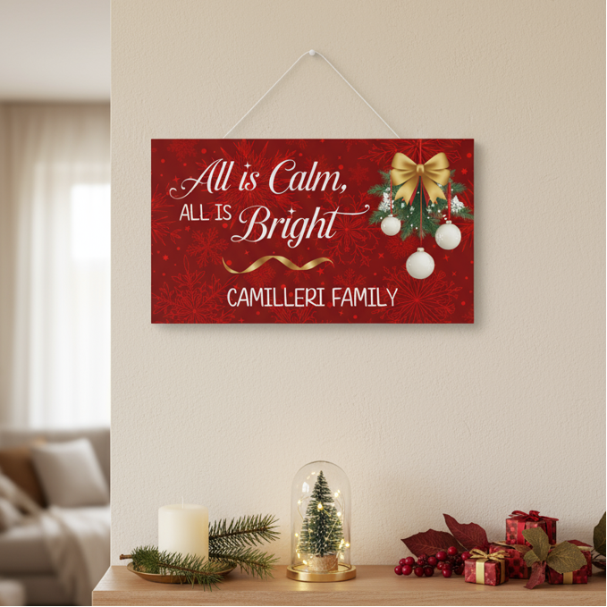 Christmas Welcome Plaque - Bow