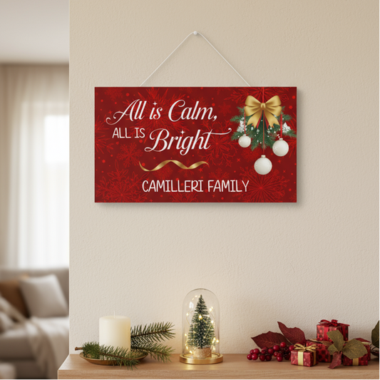 Christmas Welcome Plaque - Bow