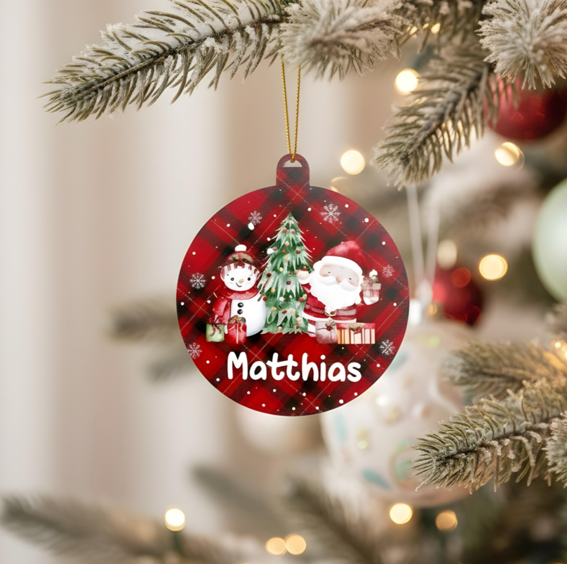 Flat Christmas Ornament - Red