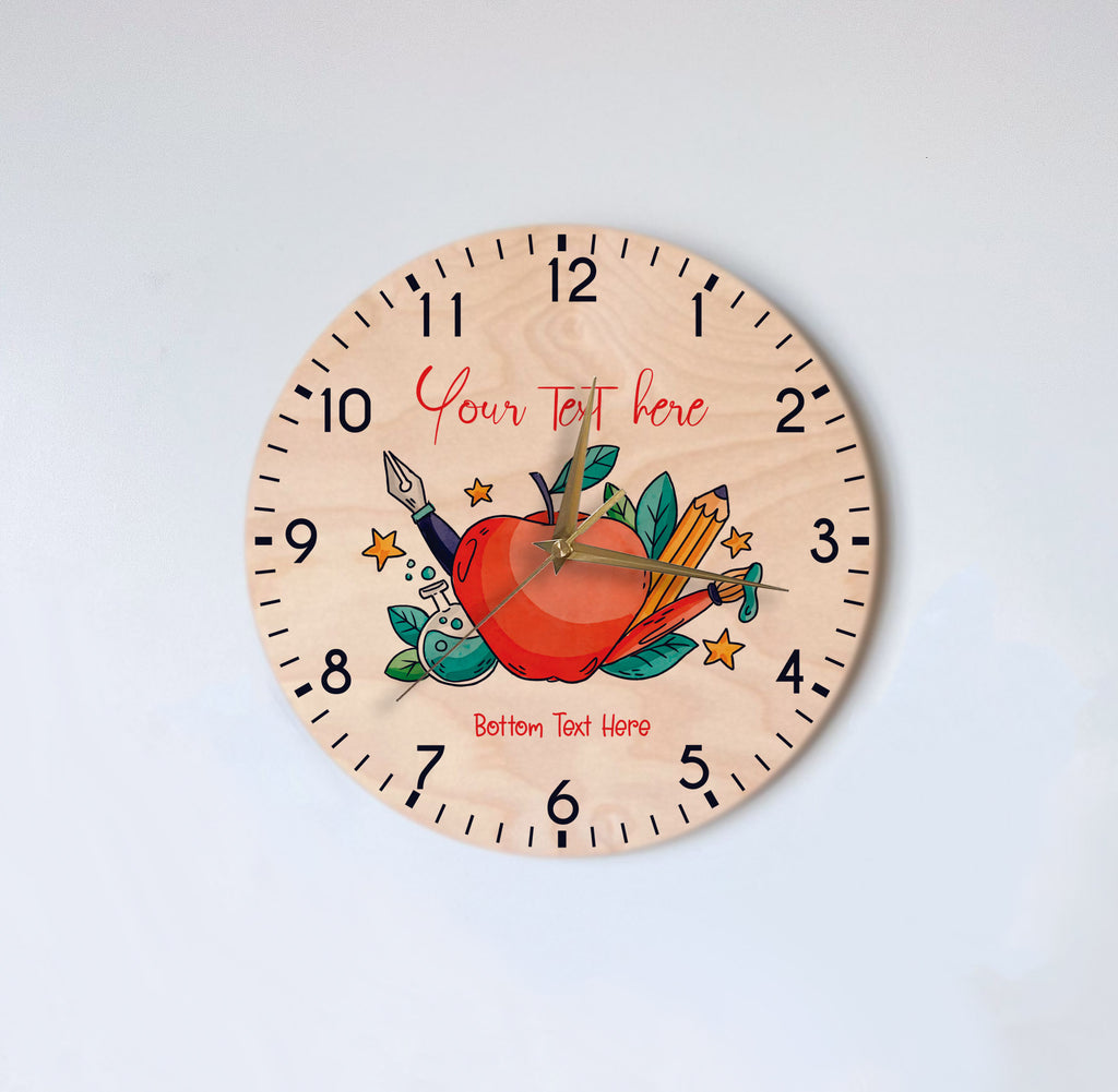 Wooden Wall Clock - Apple