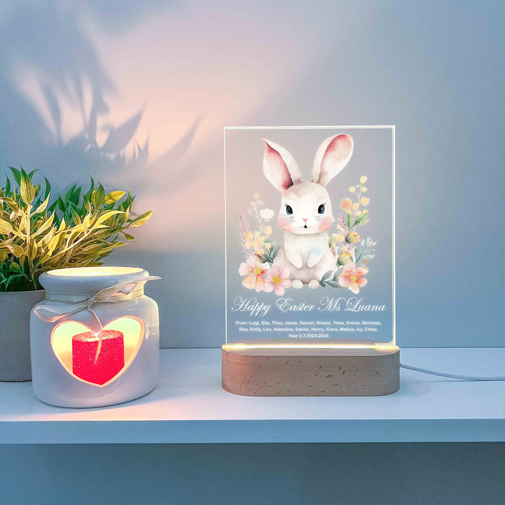 Easter Night Lamp - Floral Bunny