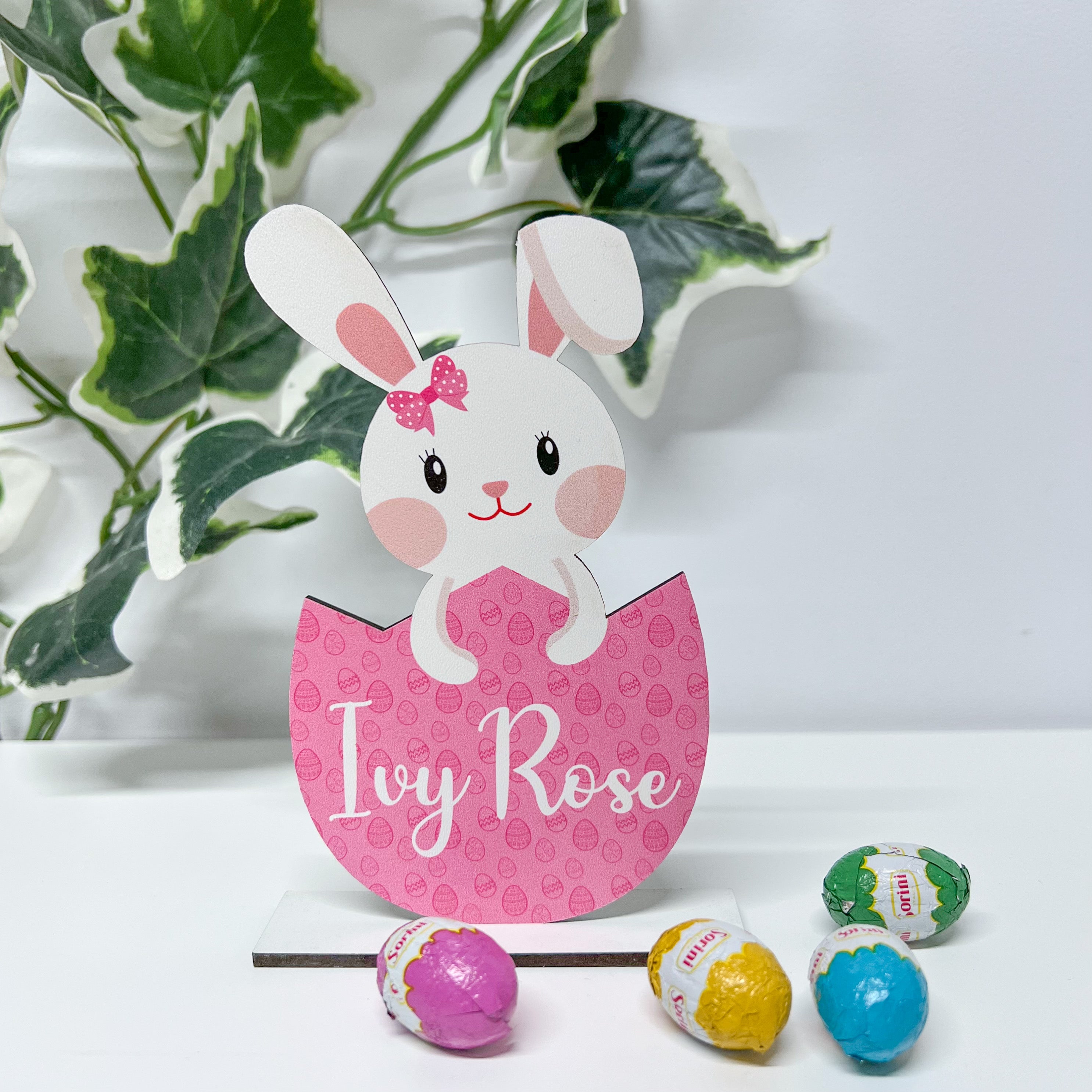 Standing Egg Shell Bunny - Pink