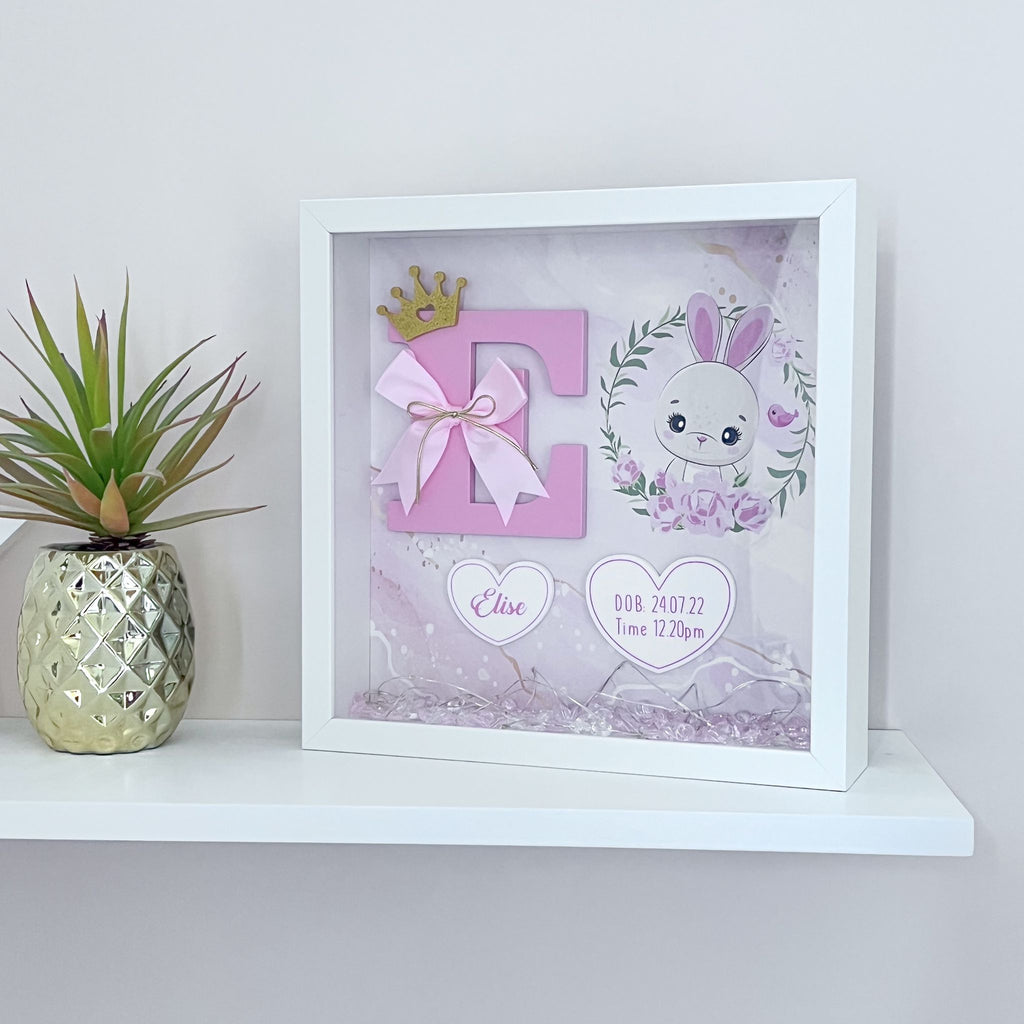 Initial Box Frame - Floral Bunny