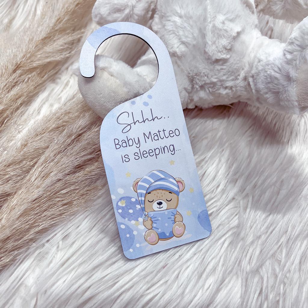 Nursery Door Sign - Little Bear Blue