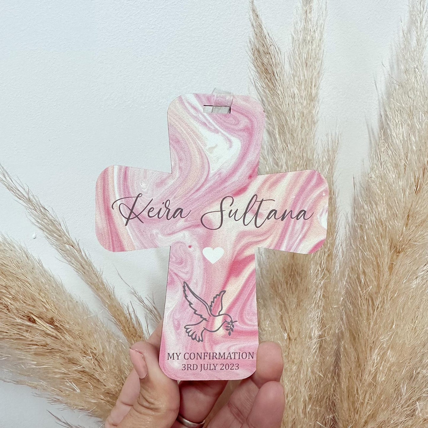 Confirmation Hanging Cross - Pink