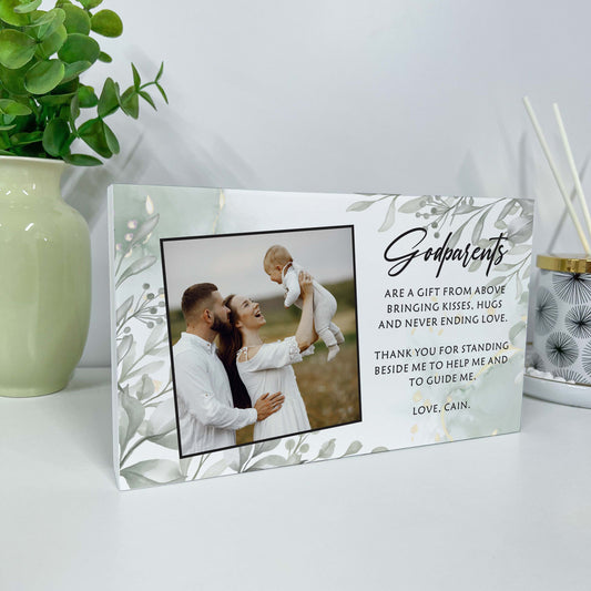 Godparents Wooden Block - Photo
