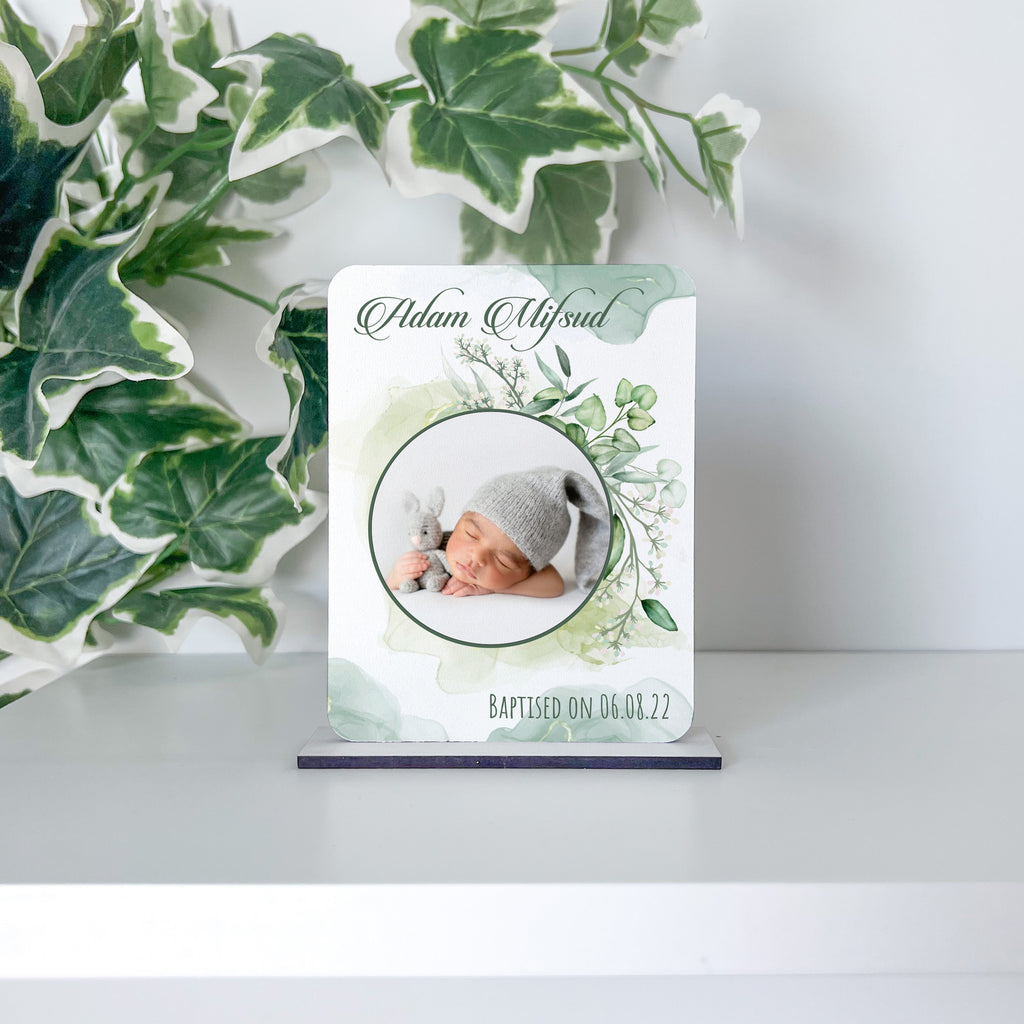 Baptism Souvenir - Green Leaves Frame