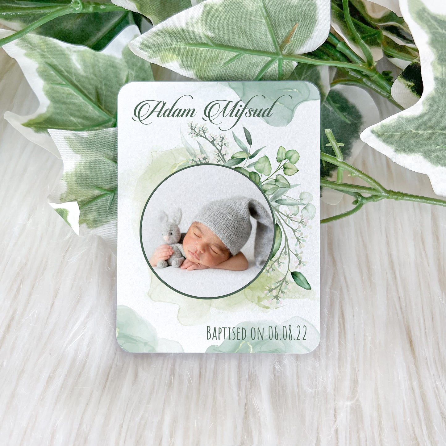 Baptism Souvenir - Green Leaves Frame