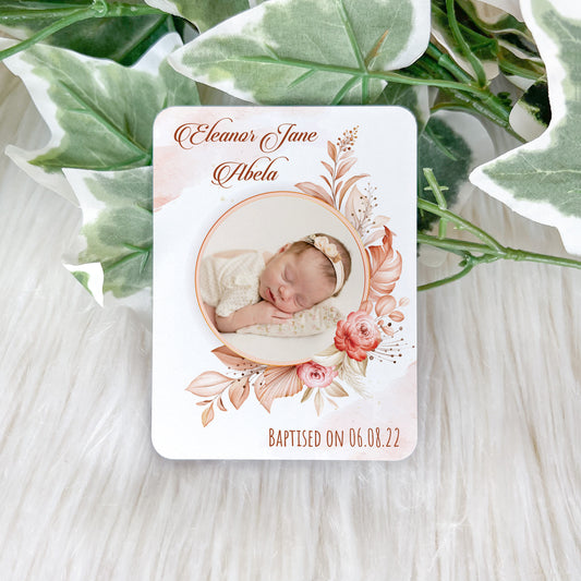 Baptism Souvenir - Nude Leaves Frame