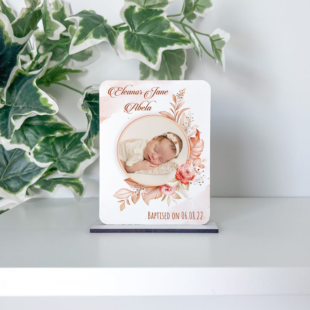 Baptism Souvenir - Nude Leaves Frame