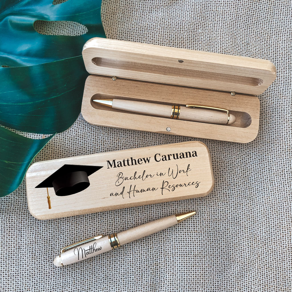 Graduation Wooden Pen + Case